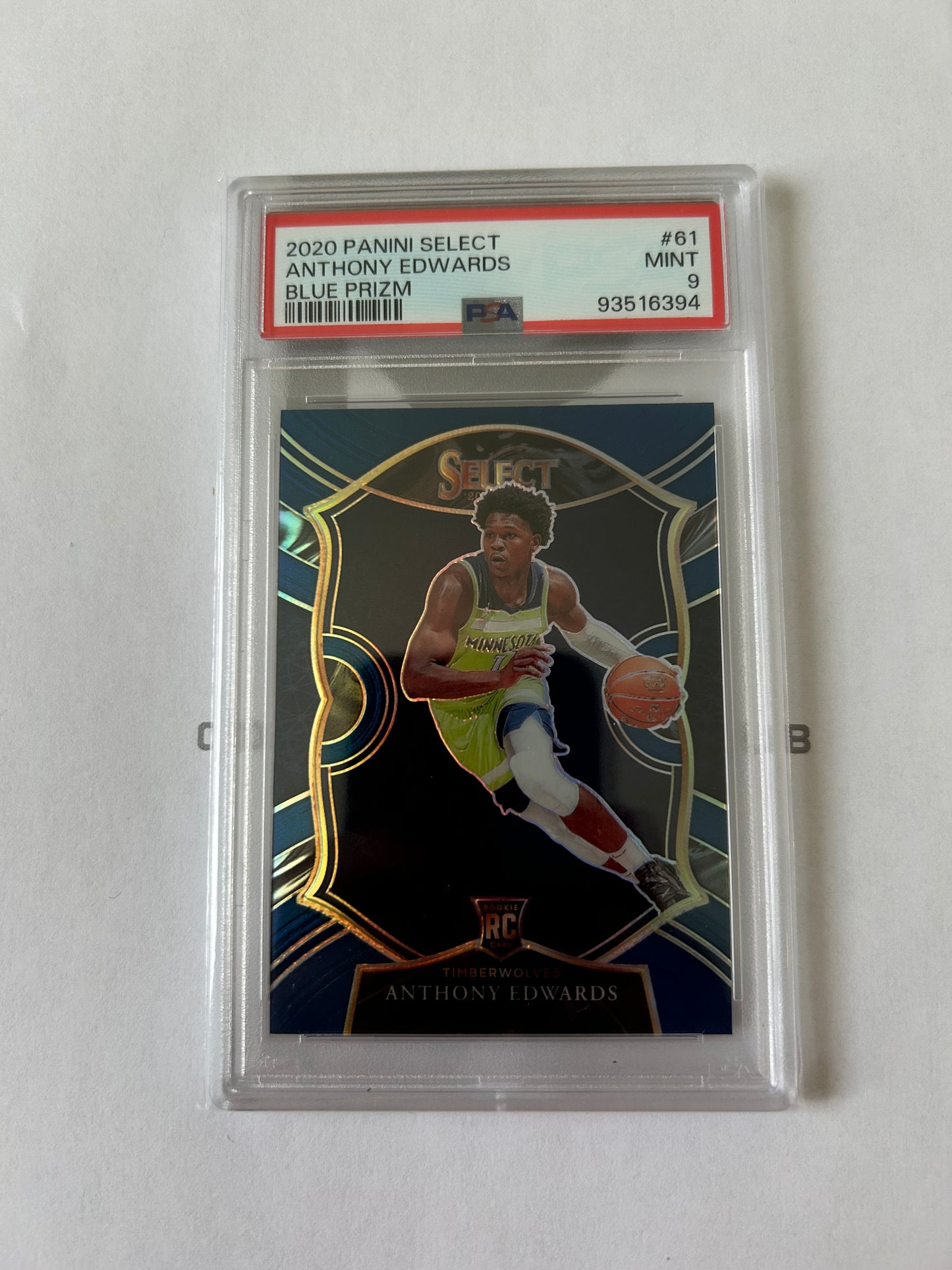 2020 Panini Select Anthony Edwards Rookie Card Blue Prizm PSA 9